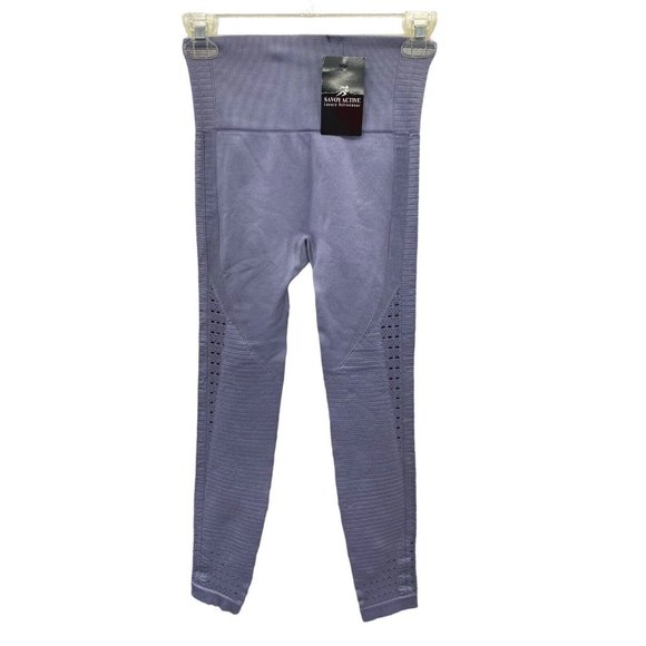 Savoy Active Mesh Seamless Legging with‎ Ribbing Detail Grey Purple Small - Picture 1 of 6